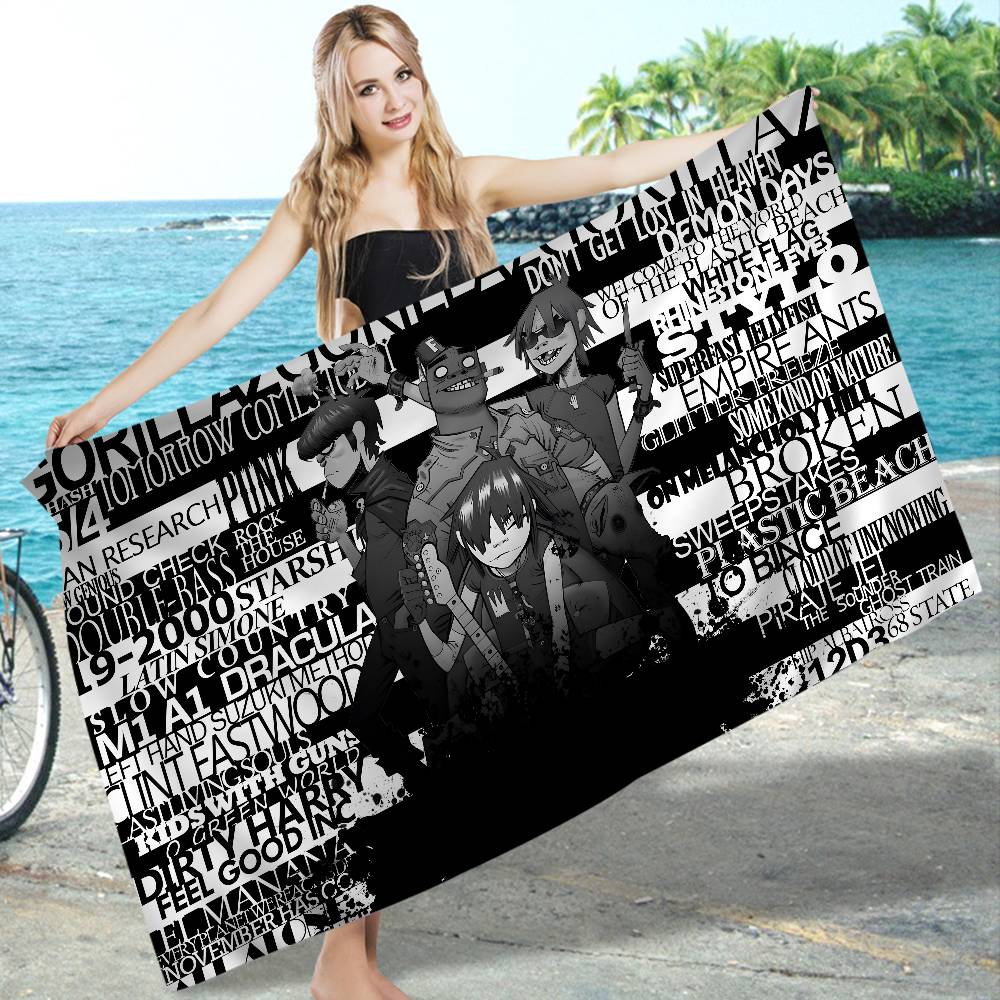 Music Band G-gorillaz Beach Towel Colorful Bath Towels for Girl Microfiber Quick Dry Custom Sand Free Beach Yoga Spa Gym Pool