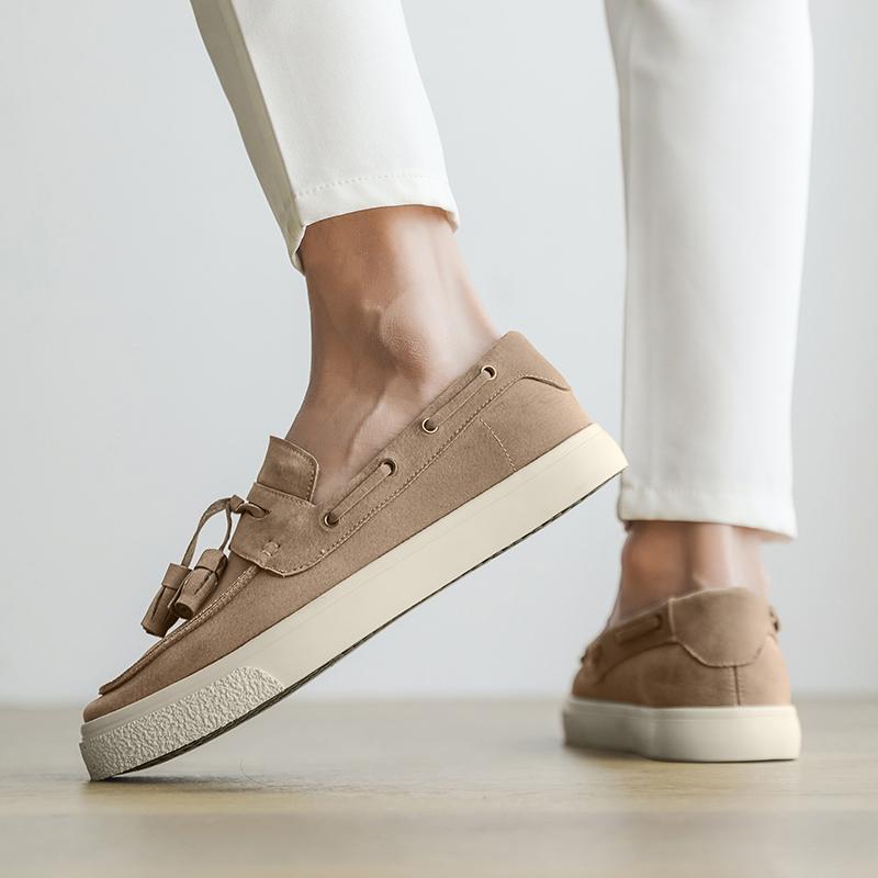 Vintage Brown Men Suede Casual Shoes Comfortable Flat Loafers for Man Designer Slip On Men's Driving Shoes Mocasines De Hombre