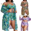 3 sztuk/zestaw kobiety seksowne bikini zestaw drukuj biustonosz typu Sling biustonosz wysokiej talii kąpielówki krem ​​do opalania zestaw kardigan szybkoschnący strój kąpielowy kostiumy kąpielowe
