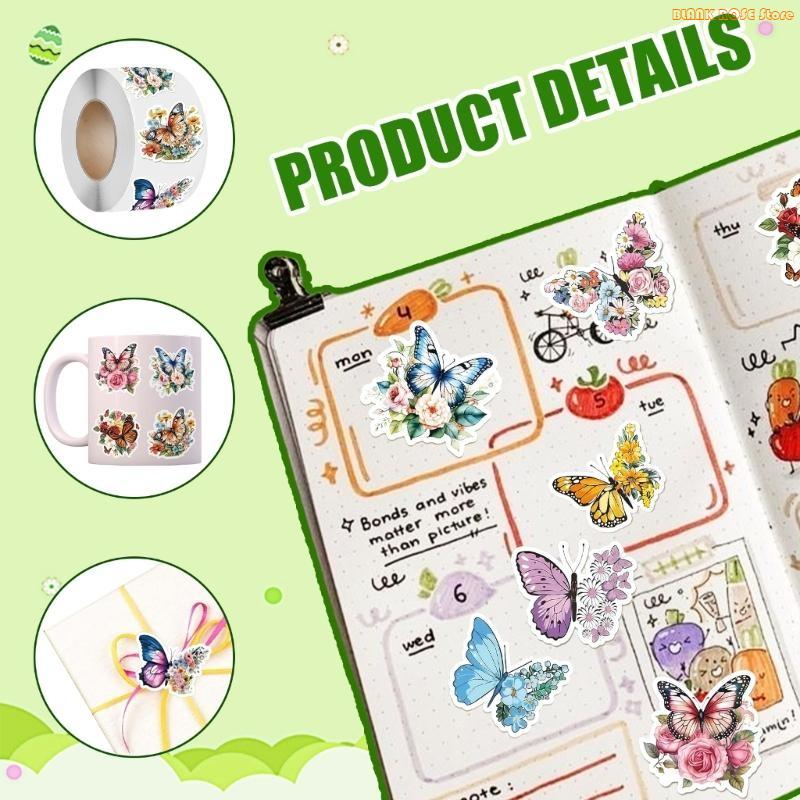 

K1AE 500Pcs Colorful Butterfly Giftwrap Decal Butterfly Flower Decorative Sticker China Mainland