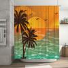 Sunset Palm Tree Bath Shower Curtain Tropical Beach Decor Polyester Fabric Waterproof Sun Print Home Decoration