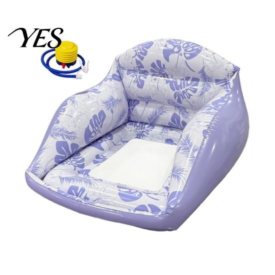 Inflatable Water Chair Pool Lounge with Cup Holder, Tropical Leaf Print Blow-up Float Holder Sofa for Adults, Swimming Party Beach Lake Essentials