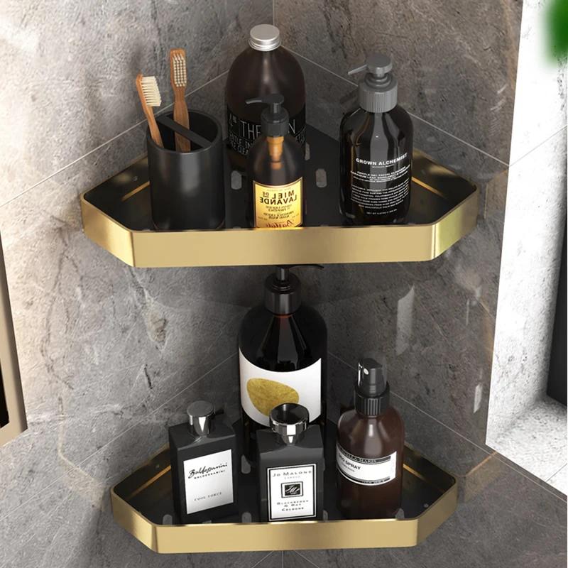 Gold Bathroom Shelf Hook Toilet Paper Holder Toilet Brush Towel Holder Space Aluminum Bathroom Hardware Set Bathroom Accessories