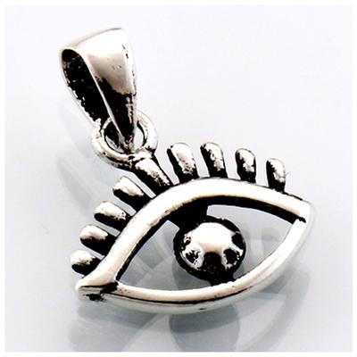[R4571] - Handgefertigter Silberanhänger 'Fatmas Auge' versilbert - 12x9 mm