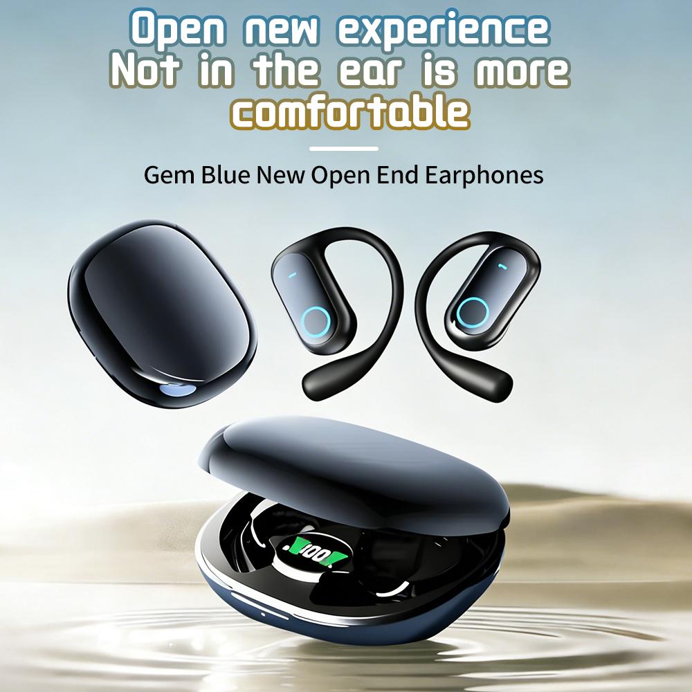 True Wireless Open-Ear Bluetooth Earbuds 5.4 TWS – 360° Surround Sound, All-Day Comfort, Sports Fit, Clear ENC Calls