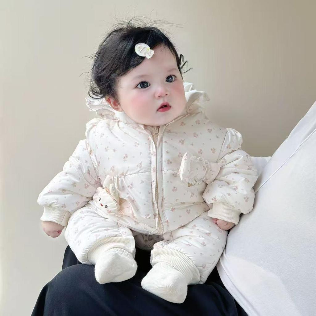 Super Cute Hooded Baby Romper - Thick Cotton for Autumn/Winter