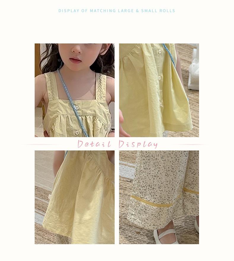Summer Girls' Two-Piece Set: Spaghetti Strap Doll Shirt & Wide-Leg Pants, Available In Large and Small - 710608.