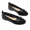 Women Round Toe Slip On Bow Accent Low Cut Casual Flats Lightweight Soft Sole Comfortable Walking Shoes