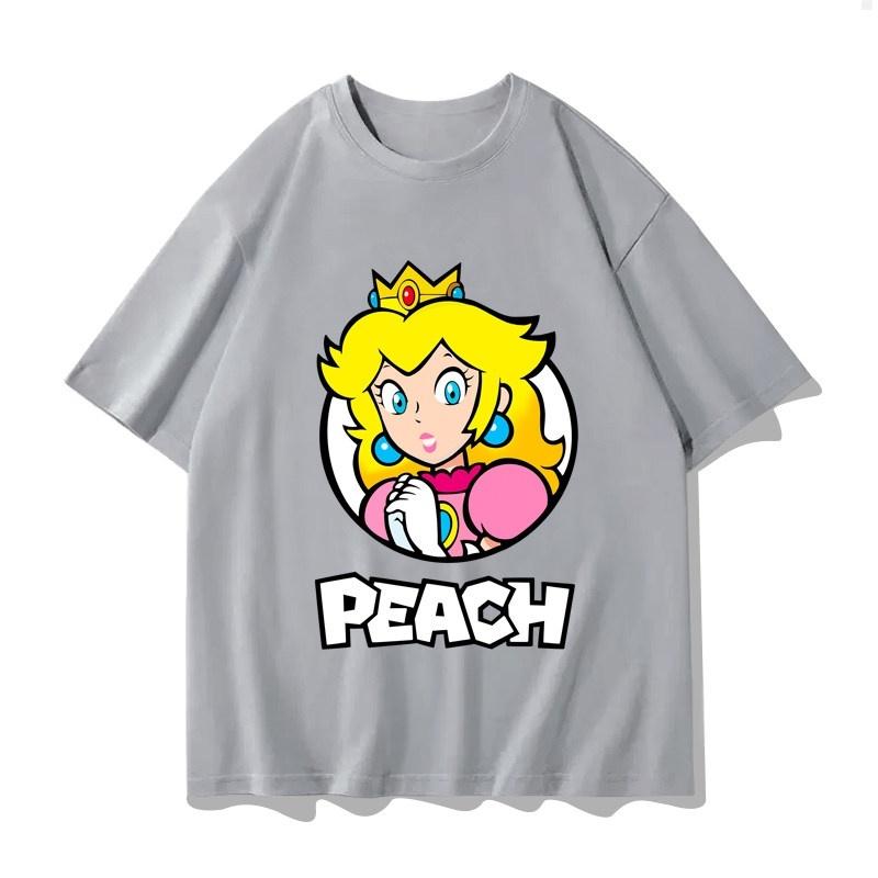 Super Mario Princess Peach T-shirt Men and Women Cotton Y2K Clothing Fashion Breathable Anime Fans Short Sleeve Tops Streetwear