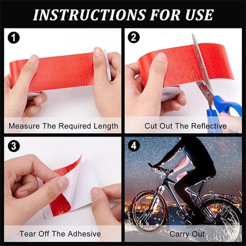 Bicycles Reflective Sticker Reflectors Decals Bikes Reflective Tape, Night Riding Safety Sticker for Bicycles, Trucks