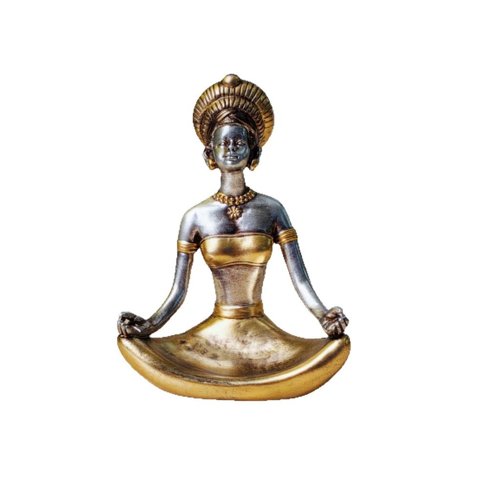 Figurines Créatives de Fille de Yoga Art Abstrait Figurines en Résine Statue Femmes Noires Africaines Sculpture Décoration Intérieure Moderne pour la Maison