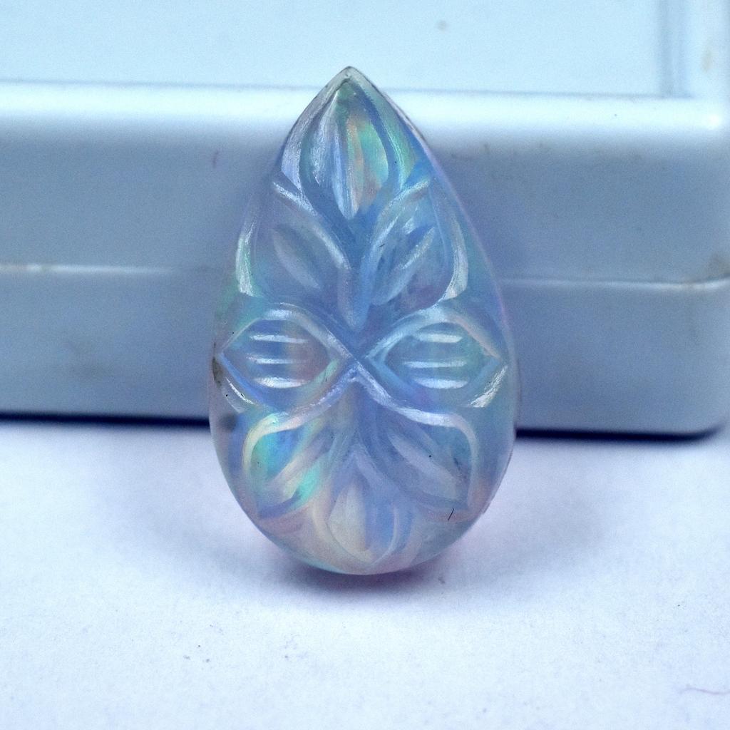 Lab-Created Opal Loose Gemstone Pear Cut 9.65 ct Multi-Color Boulder October Birthday Birthstone