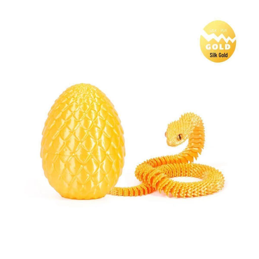 3D Printed Viper Egg Set: Articulated Small Snake Figurine Desktop Ornament Toy for Children