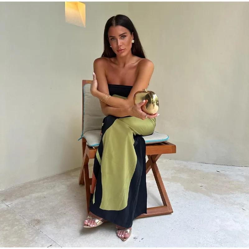 Sexy Strapless Backless Printed Long Dress Women Fashion Sleeveless Off Shoulder Club Vestidos Lady Summer Beach Elegant Evening Party Robes