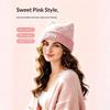 Fuzzy Knit Cat-Ear Beanie Warm Plush Lined Thermal Winter Hat for Women Casual Street Wear Outdoor Daily Use