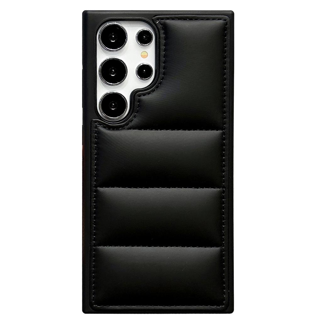 For Samsung Galaxy S23 Ultra Case Puffer Jacket Leather+TPU Soft Touch Phone Cover