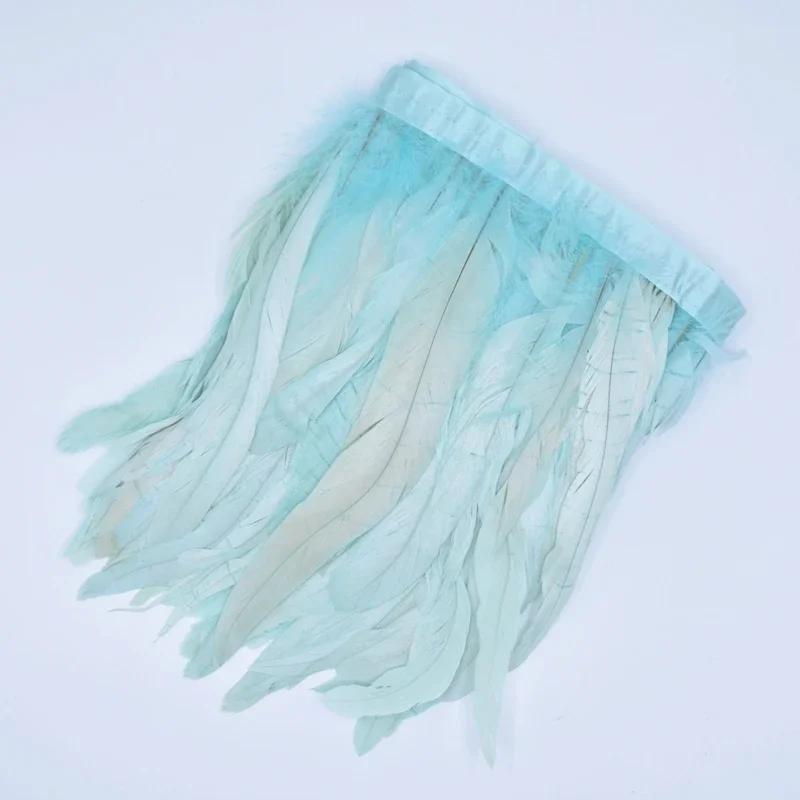 2Meters Rooster Feathers on Tape Trim Tassel Fringe Ribbon White Black Cock Pheasant Chicken Feather Costume Clothing Decoration