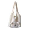 Cute Bear Faux Lamb Wool Women's Shoulder Bag Fall Winter Large Capacity Female Tote Bag Cartoon Embroidery Ladies Messenger Bag