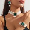 European Luxury Multi-Layer Faux Pearl & Crystal Jewelry Set – Necklace, Earrings, Bracelet - Colorful, Fashionable, and Exquisite Accessories