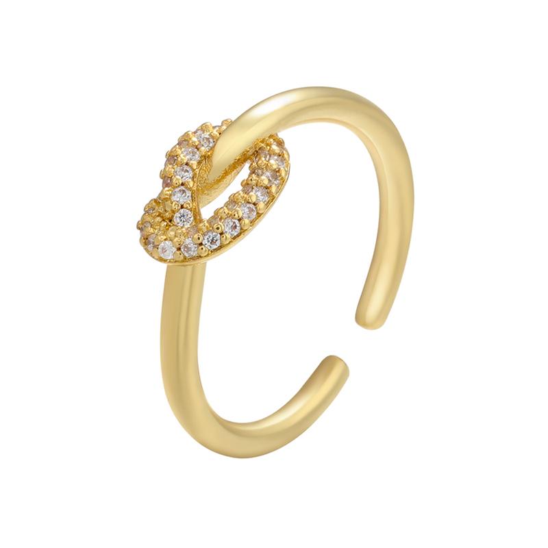 Gold- Twisted Crystal Ring CZ Zircon Gold-plated Brass for Women's Ring Simple Ring Jewelry :VJ293