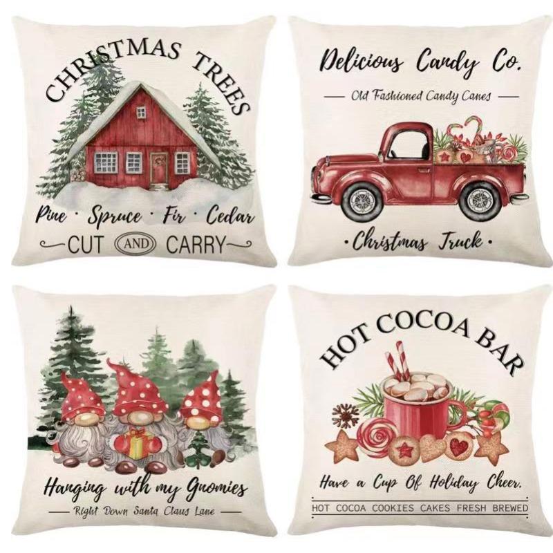 New Christmas Pillow 4 Combination Picture Pillow Cushion Pillowcase Home Office Pillowcase