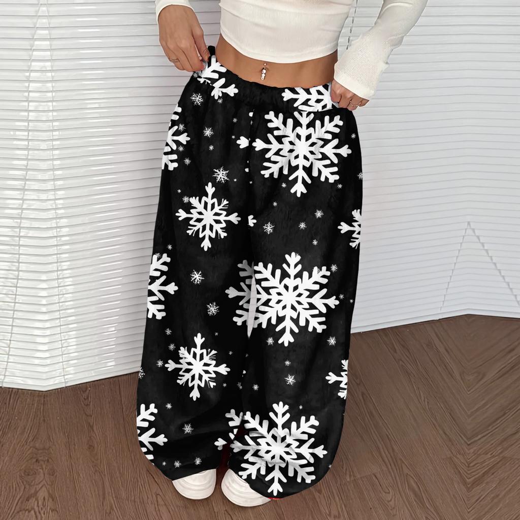 Women's Casual And Fashionable Elastic Waist Loose Wide Leg Pants