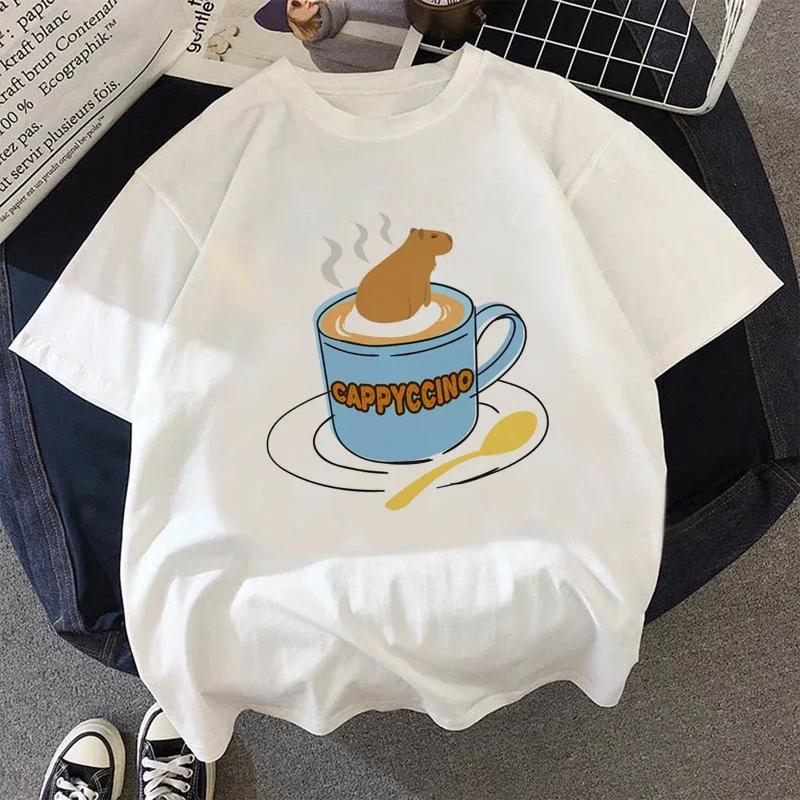 Cute Capybara Clothing T-Shirt Women Vintage T Shirt Casual Anime Top Tees T Shirt Manga Women Female Graphic Tee