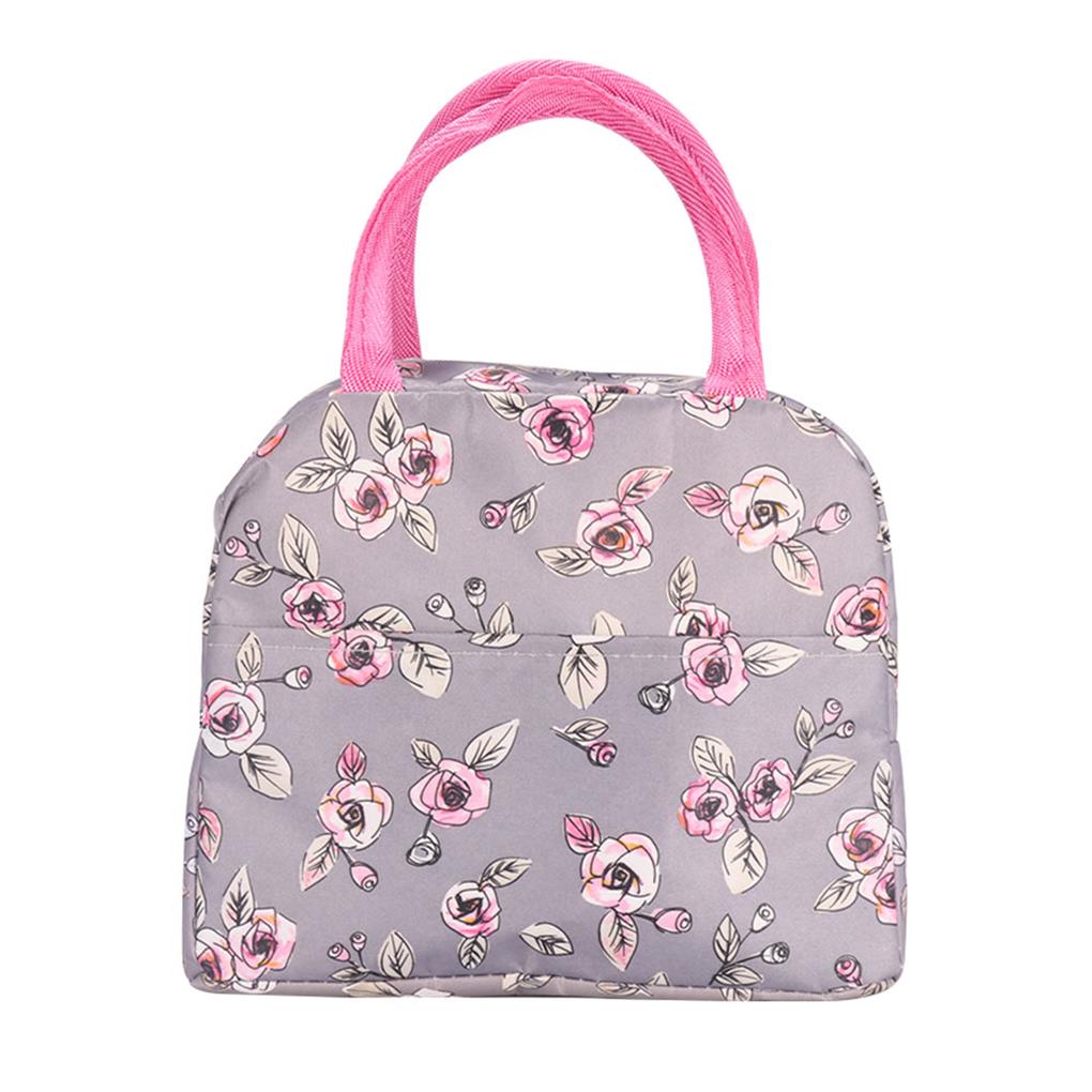 Lunch Bag Carry Holders Containers Rose Pattern Picnic Organizer Container Worker Student Food Storage Bags Carrying Pouches