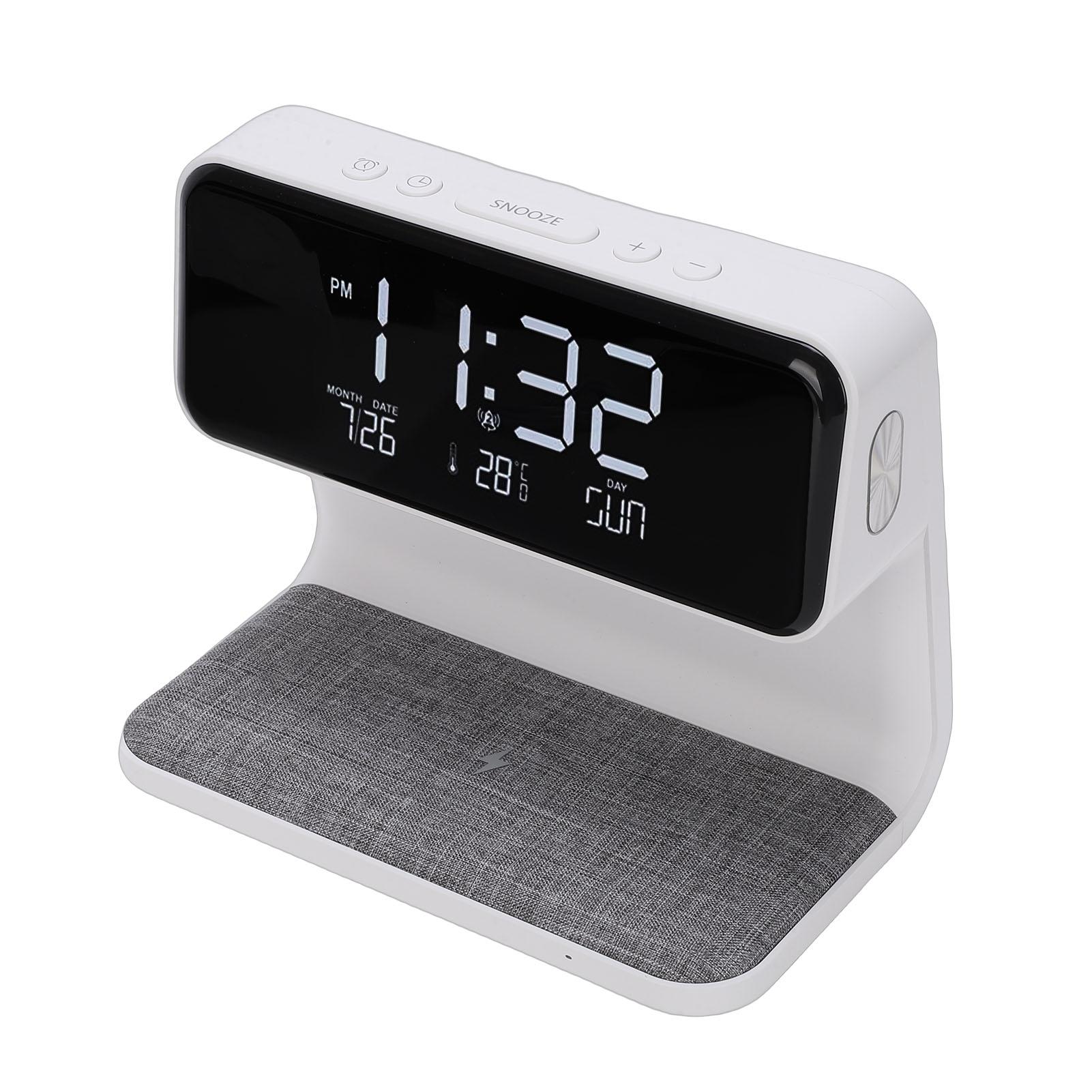 3 in 1 Wireless Charging Digital Alarm Clock with Night Light 15W Fast Wireless Charger Date Temperature Display Clock