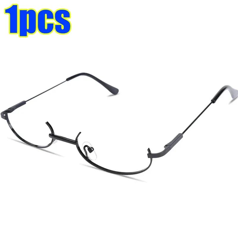 Harajuku Half Frames Glasses Women Vintage Metal Oval No Lens Optical Spectacles Eyewear Girls Cosplay Pography Eyeglasses