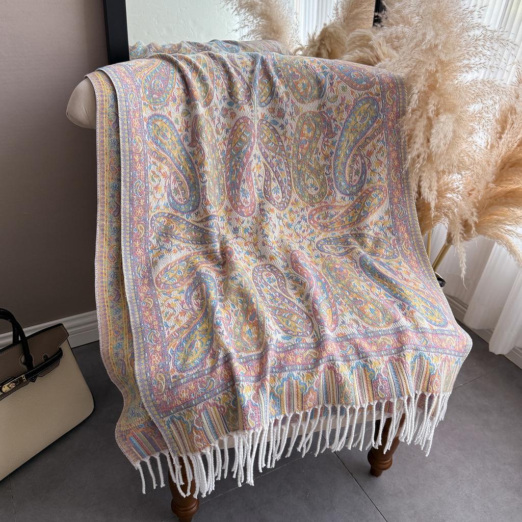 Shawl Paisley Cashew Jacquard Long Fringed Scarf Spring Summer Shawl Scarf Women