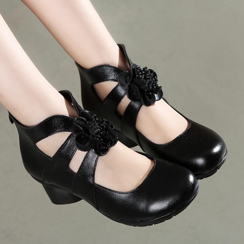 Fashion GKTINOO Vintage Summer Women's Shoes Genuine Leather High Heel Shoes 2025 Autumn Fashion Shoes Non-Slip Soft Bottom Women Pumps