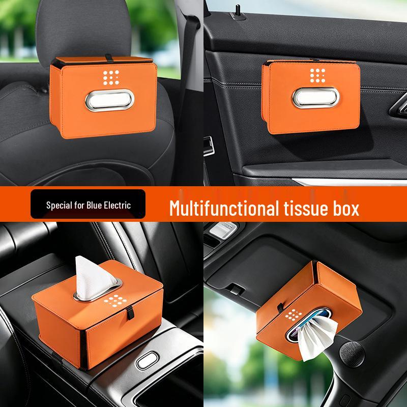 Blue Electric E5 E5PLIS E3 Car Folding Tissue Box: Rear Seat Hanging Pull-out Tissue Storage Bag