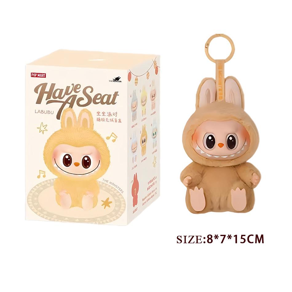 Monsters Labubu Sit-Down Party-serien Hjertevarmende Macaron-dukke Kawai Gjettepose Figurmodell Veske Nøkkelring Samling Deco