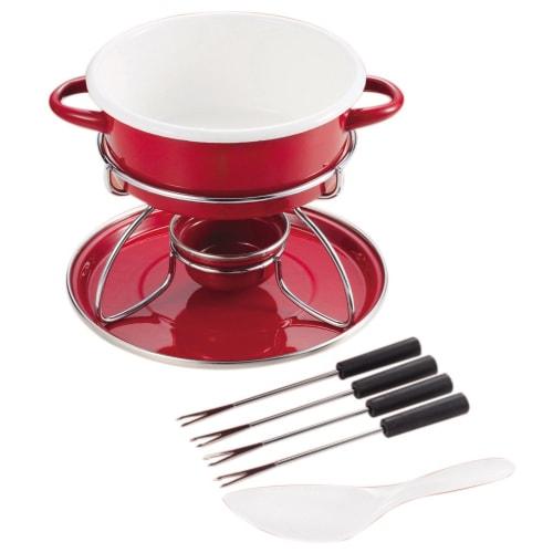 PEARL METAL Belmani Enamel Mini Fondue Pot Set, Red, H-3130