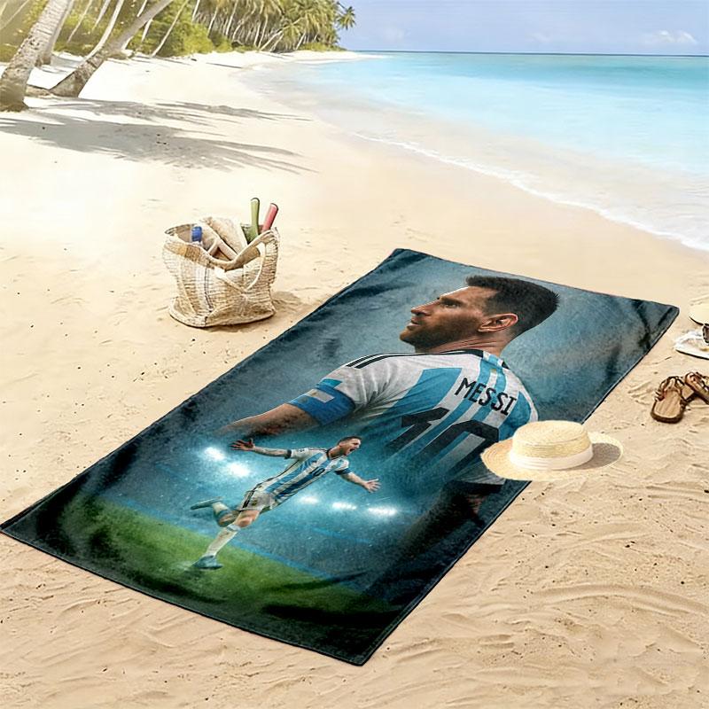 Messi Valor Print Strandtuch, Großes Weiches Schnelltrocknendes Handtuch für Strand Camping Schwimmen