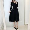 Harajuku V-neck Puff Sleeve A-line Maxi Dresses for Woman Women Solid Color Midi Robe Korean Office Dresses Elegant Spring 2026