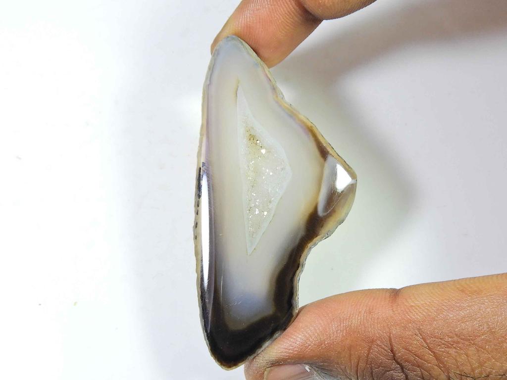 84Cts. Dyed Black Druzy Agate Fancy Crystal Cabochon Loose Gemstone 32X63MM SK-2251