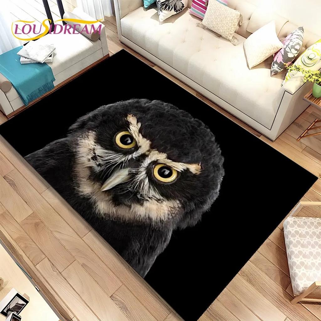 Schattige Uil 3D Cartoon Vloerkleed, Tapijt voor Huis Woonkamer Kinderkamer Bank Deurmat Decoratie, Kinderspeel Niet-slip Vloermat
