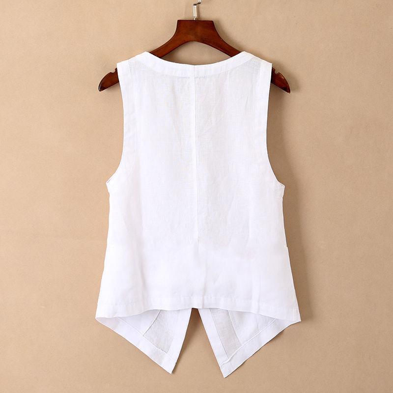 2023 Women's Spring Cotton-Linen Short Vest – Breathable, Lightweight Jacket