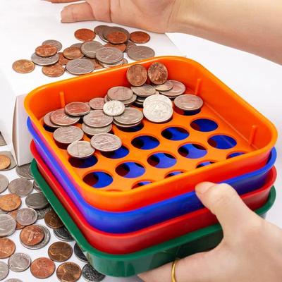 1 Set 4 Renk Kodlu Madeni Para Ayırma Tepsisi, Renkli Madeni Para Ayırma Tepsileri ve Madeni Para Ayırmak İçin Madeni Para Sayacı