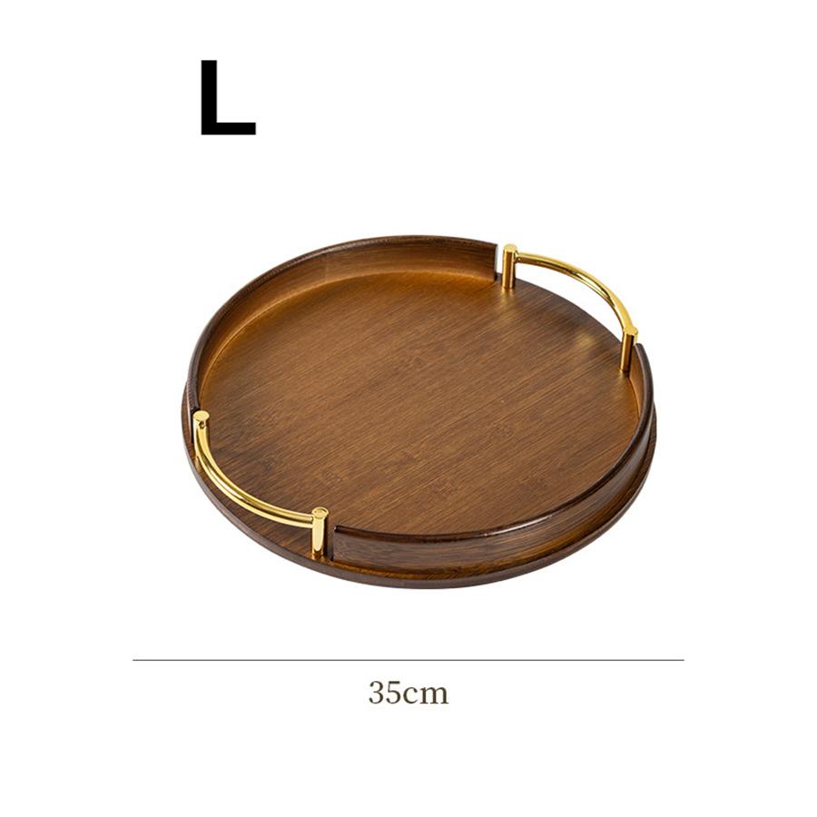 Light Luxury and Simple Home Kitchen Round Bamboo Tray Home Restaurant Tea Set Small Tray Portable Fruit Snack Tray Dropshipping