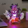 Fun Halloween Seesaw Ghost Table Lamp Animated Light, USB Powered 3D Night Cute LED Portable Light with Spooky Tree And Pumpkin Design, Decor