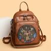 Printed Large Capacity Backpack Women's Retro PU Backpack