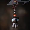 Purple Ebony Cute Wealth Attracting Cat Car Keychain Pendant Antique Style Pendant Mobile Phone Handmade High-end Hanging Accessory