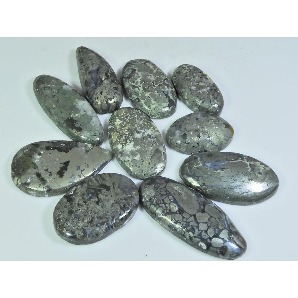 314Cts. Natural Marcasite Mix Shape Cabochon Loose Gemstone 10Pcs Lot C-314