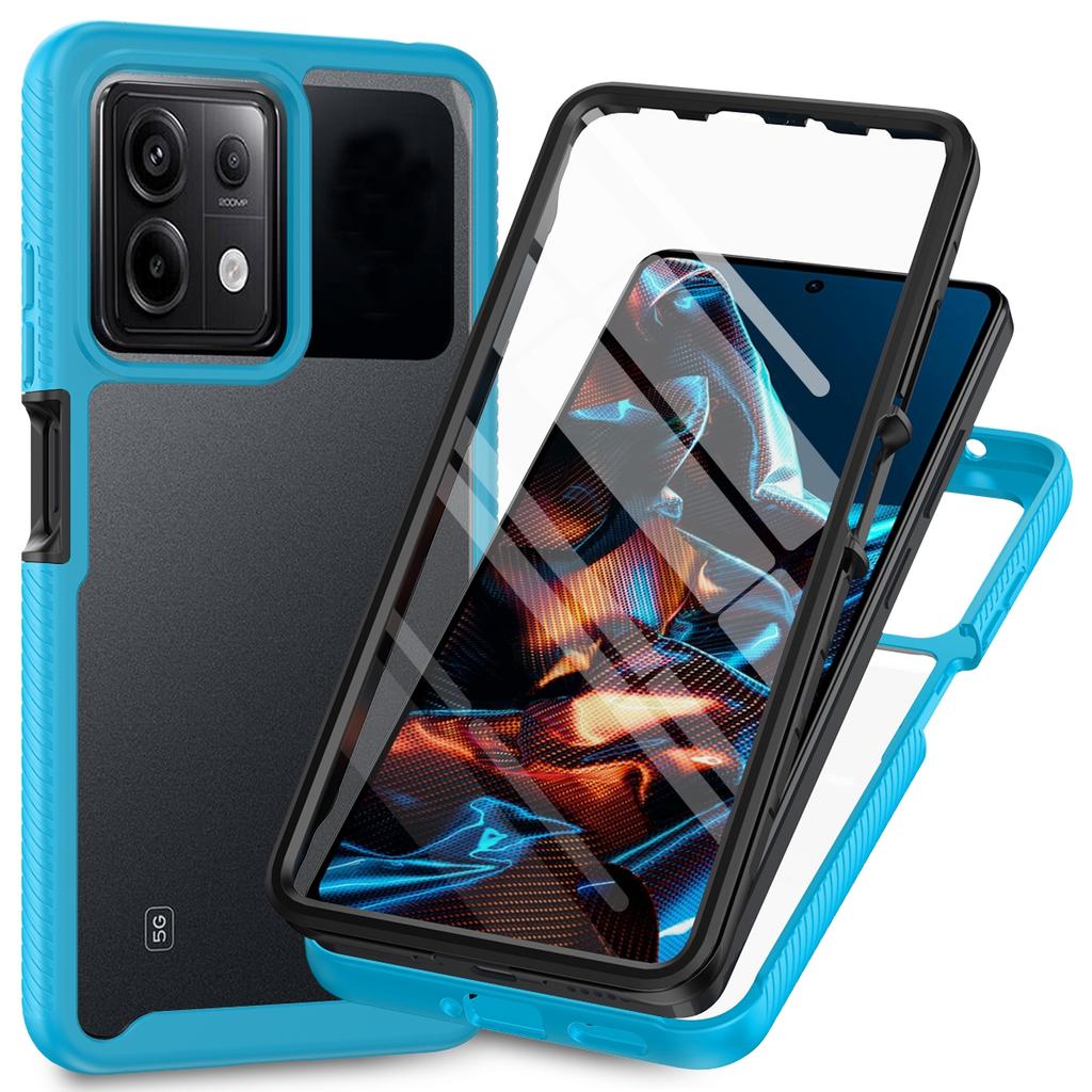 For Xiaomi Redmi Note 13 Pro 5G/Poco X6 5G Case with PET Screen Film PC+TPU Full Cover Phone Shell
