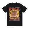 Anger Drains My Confusion Meme Fun T-shirt, Angry Cat Fire T-shirt Graphic Men's T-shirt Casual Comic T-shirt