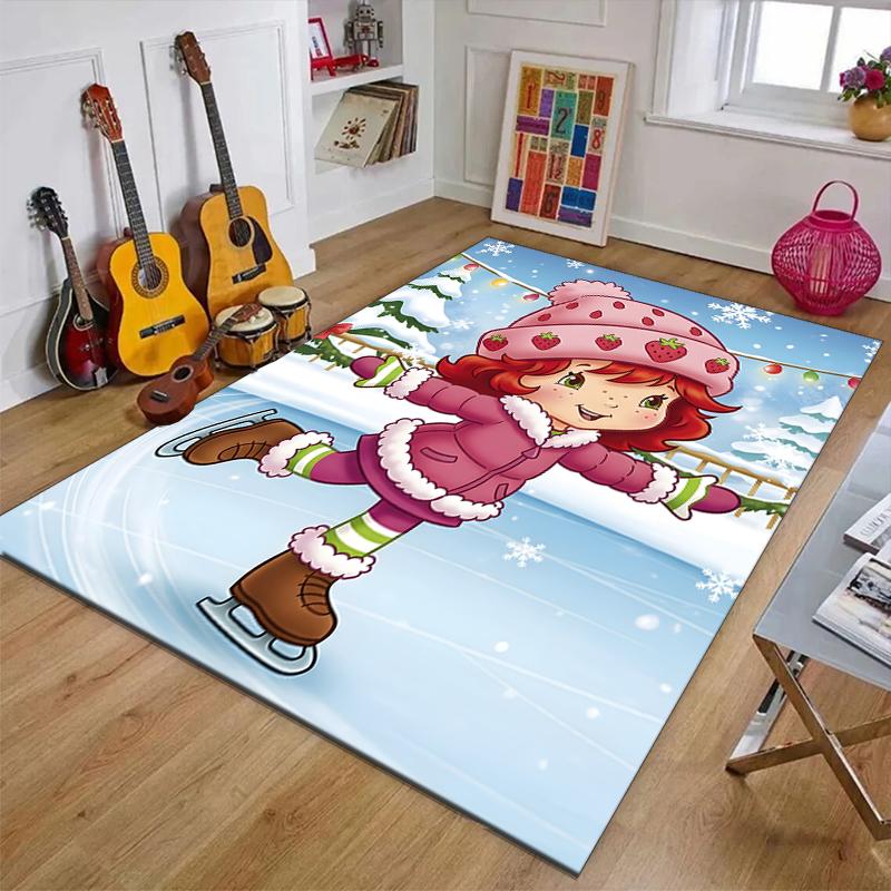 Strawberry Polyester Carpet, Soft Indoor Mat for Office Chair, Living Room, Computer Desk - Decorative Home Office Rug Design