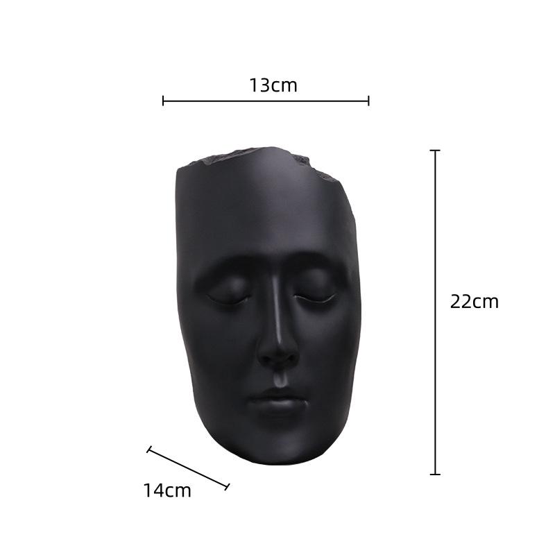 Resin Handicraft Golden Mask Abstract Face Portrait Sculpture Closed Eyes Decorative Figurines Home Decoration Accessories